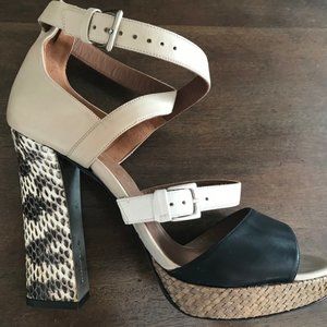 Barbara Bui Criss Cross Strap Snakeskin Heels 39